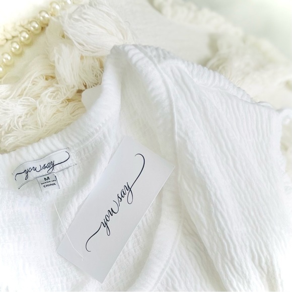 YOU SAY | M | Henley Ruffle Tank Gauze Top Bottom Button Stretch Pajama Set NWT - Picture 2 of 16